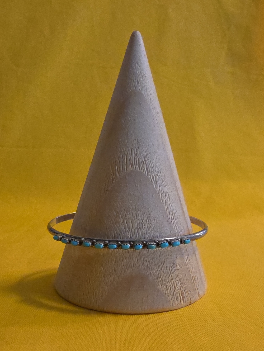 Sterling Silver Cuff Bracelet w/ Turquoise Accent Stones - Inscribed "BCT ZUNI"